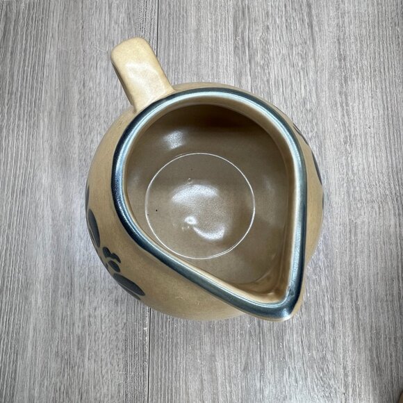 Vtg Pfaltzgraff Folk Art Sugar Bowl Creamer Set of 3 Stoneware Floral Blue Tan - Picture 10 of 16